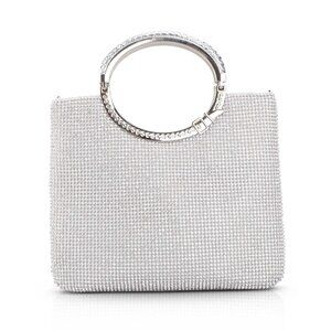 3828 Handbag Rhinestone Evening Bags Wedding Clutches Purses, Silver